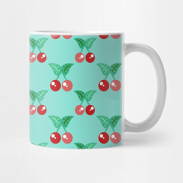 Cute Cherries Green Pattern by saradaboru